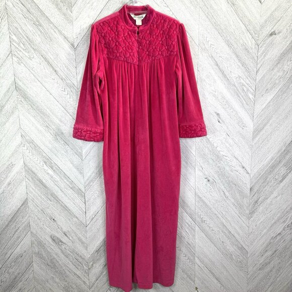 Vintage Diamond Tea House Coat Dressing Gown Robe Womens Medium Pink Velour - Picture 1 of 6